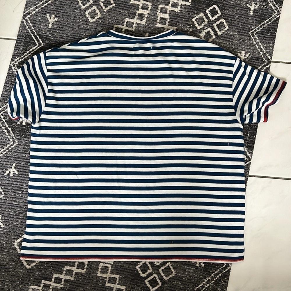 Madewell Boxy Crewneck Blue Stripe Tshirt Top - Picture 5 of 5